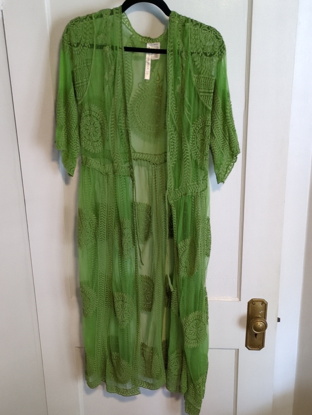 Sheer Crochet Long Lace Sheer Cover Up Cardigan